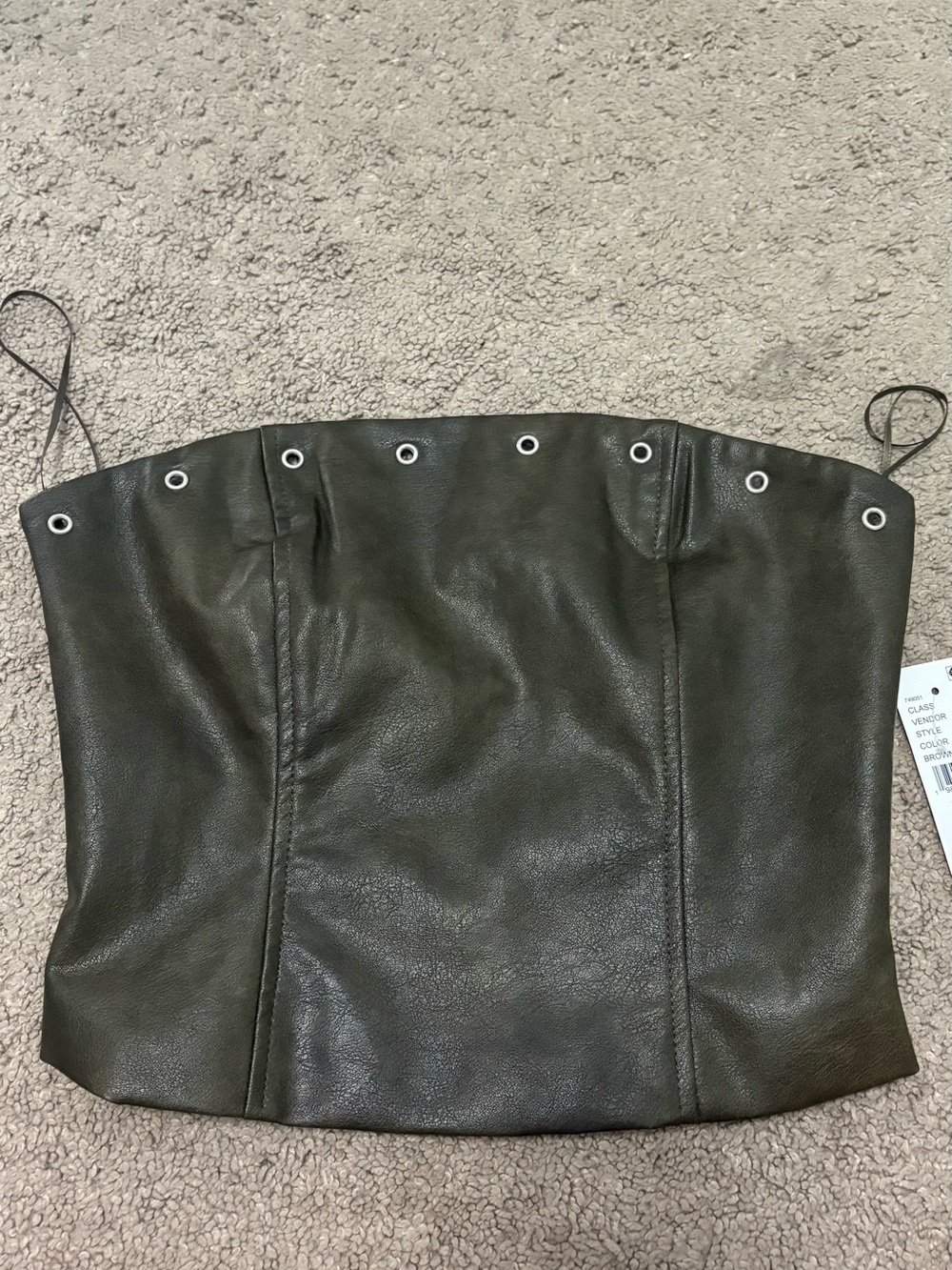 PacSun Olive Green Faux Leather Strapless Crop Top